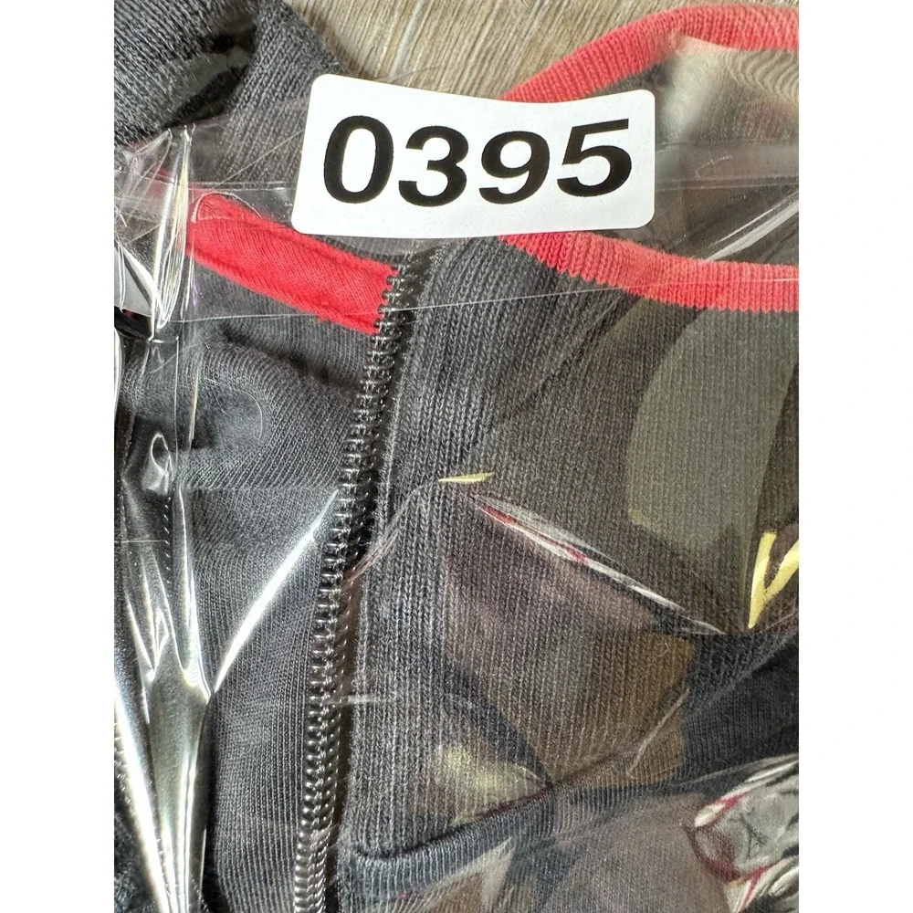 Polo Ralph Lauren Track Jacket Mens‎ Large Black Red White Full Zip 100% Cotton